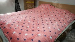 Barackos rózsaszínes nyulas plüss pléd 200x230 cm		
