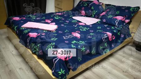 Sötétkék rózsaszín flamingós 7 részes ágynemű garnitúra_product