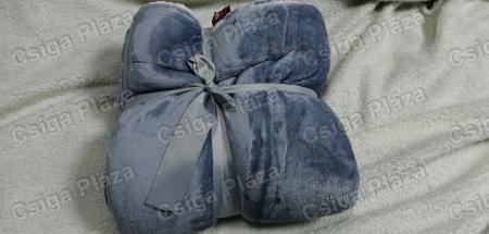 Ezüstös kék kétoldalú bundás pléd (sherpa takaró) 200*230 cm